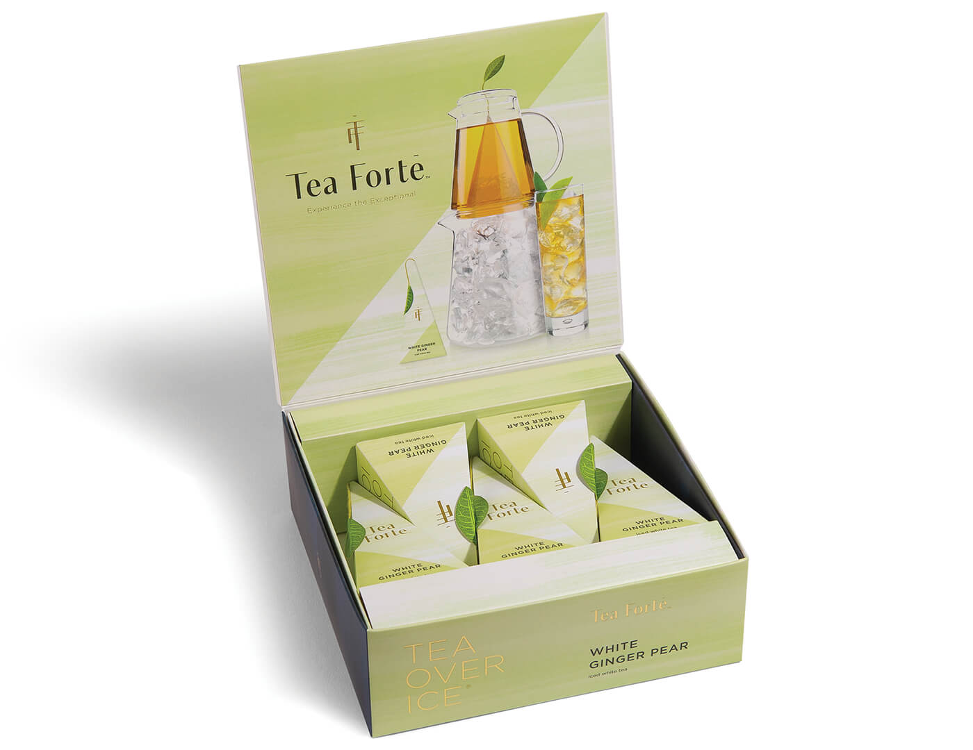 Open box of White Ginger Pear Tea Over Ice 5pk.