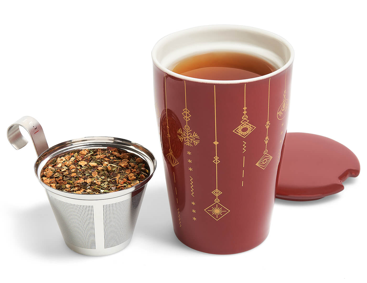 KATI Steeping Cup Warming Joy with metal infuser basket and lid removed 