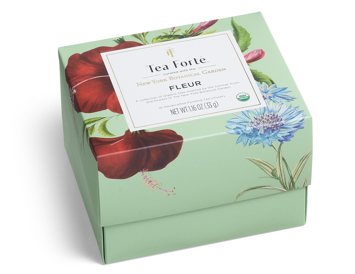 Fleur Collection Gift Set showing box of pyramid tea infusers with lid closed