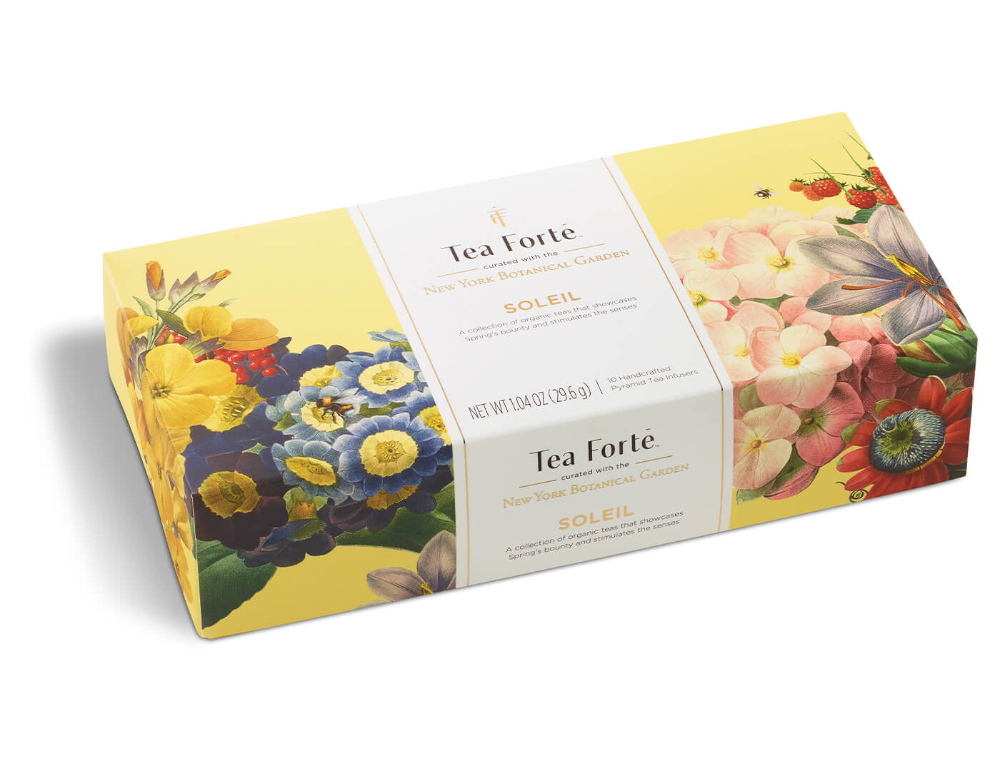 Soleil tea assortment in a 10 count petite presentation box with lid closed