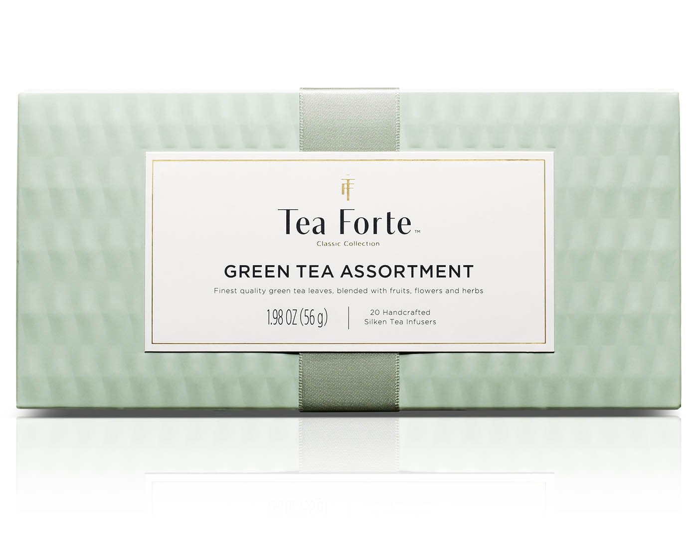 Green tea assortment in a 20 count presentation box - view of box top