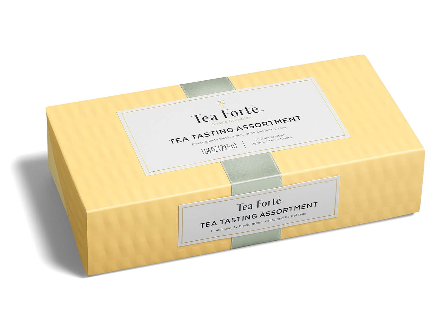 Tea Tasting tea assortment in a 10 count petite presentation box with lid closed