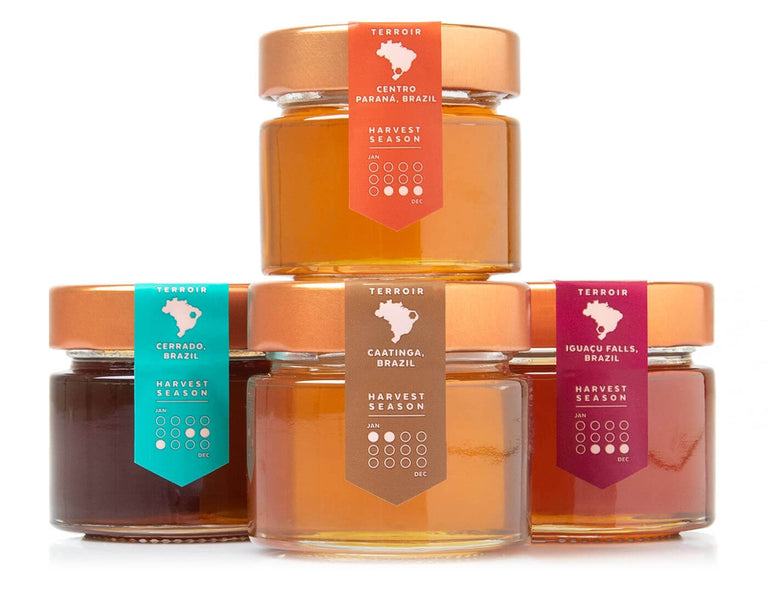 Raw honey varietal set of four jars